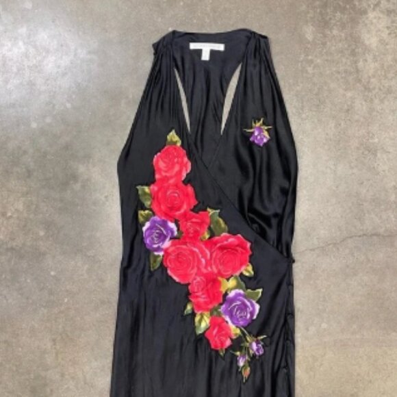 Vintage Y2K Victoria Secret Embellished Silk Floral Lingerie Slip Dress - Picture 2 of 6